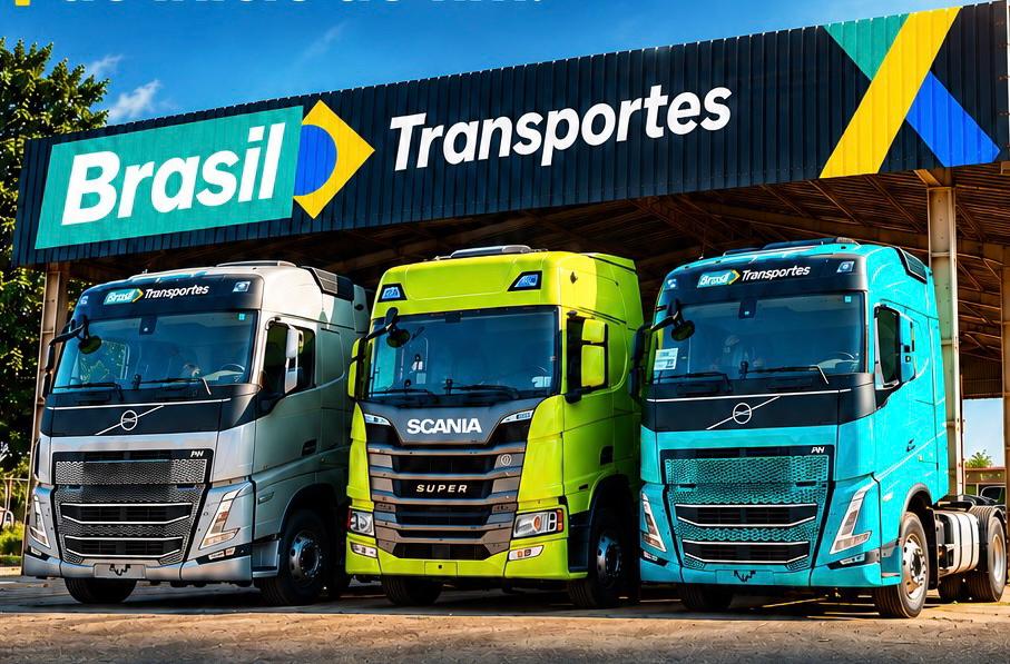 Caminhões Scania da frota Brasil Transportes