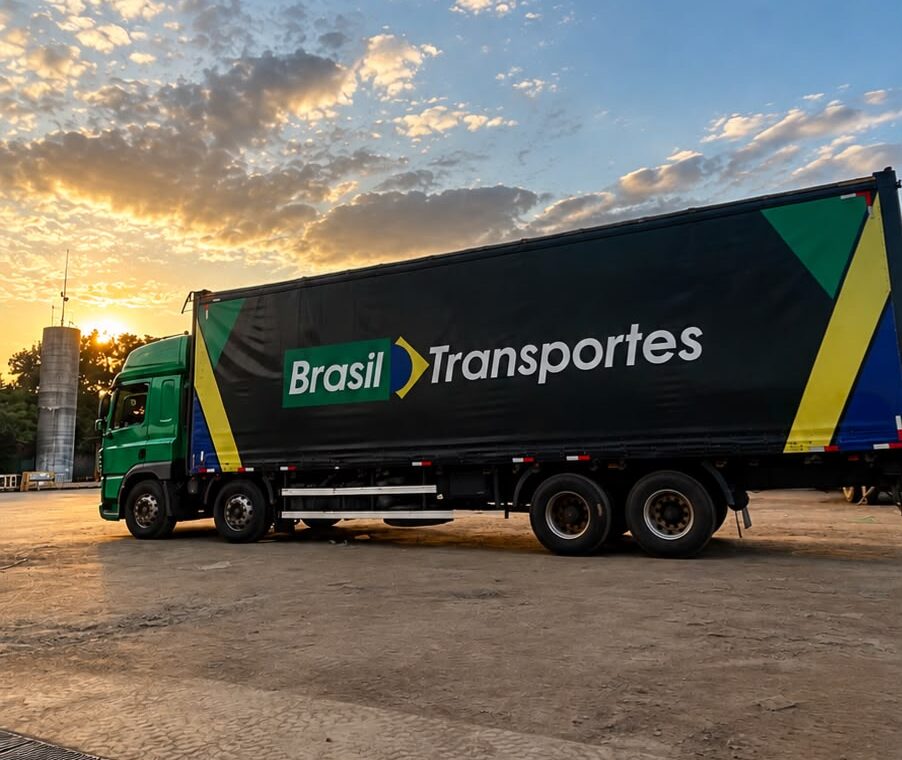 Caminhão da Brasil Transportes no pátio em Tatuí-SP